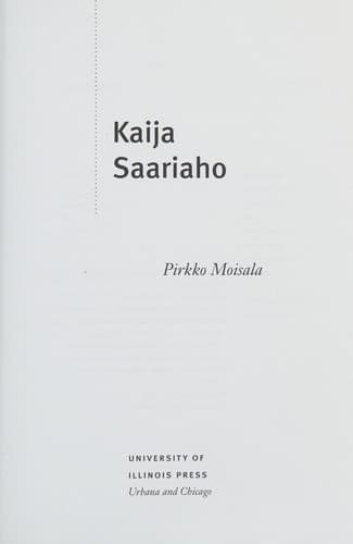 Cover of Kaija Saariaho by Pirkko Moisala