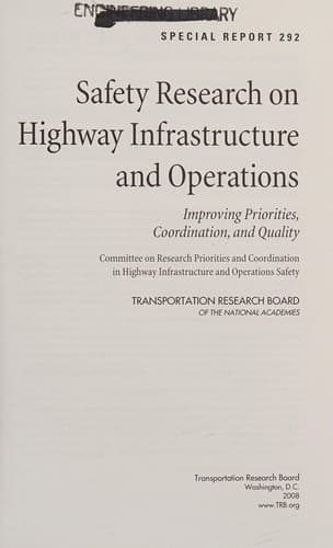 Cover of Safety research on highway infrastructure and operations by National Research Council (U.S.). Committee on Research Priorities and Coordination in Highway Infrastructure and Operations Safety