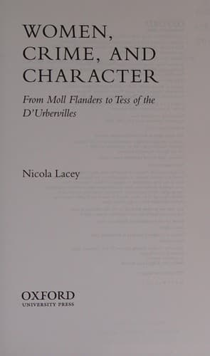 Cover of Women, crime, and character by Nicola Lacey