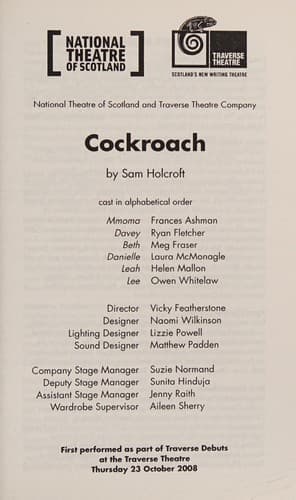 Cover of Cockroach by Sam Holcroft