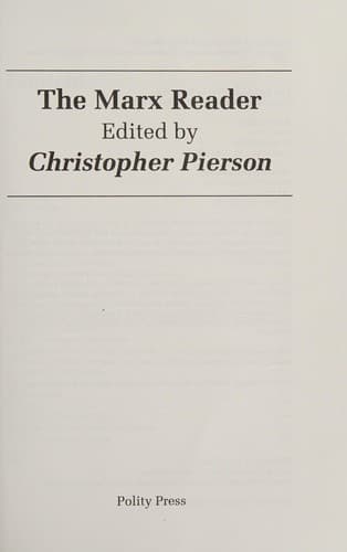 Cover of The Marx Reader by Christopher Pierson