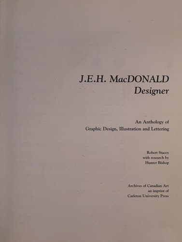 Cover of J.E.H. MacDonald, designer by R. H. Stacey
