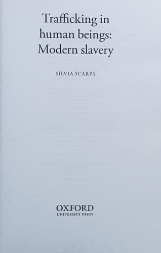 Cover of Trafficking in human beings by Silvia Scarpa