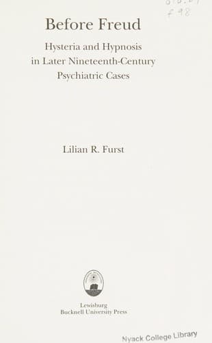 Cover of Before Freud by Lilian R. Furst