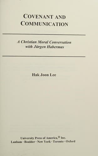 Cover of Covenant and communication by Hak Joon Lee