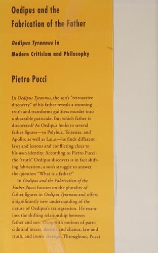 Cover of Oedipus and the fabrication of the father by Pietro Pucci