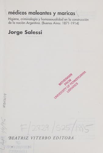 Cover of Médicos maleantes y maricas by Jorge Salessi