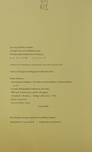 Cover of Dreaming the biosphere by Rebecca Reider