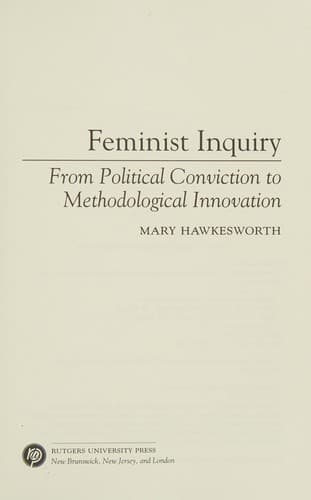 Cover of Feminist inquiry by M. E. Hawkesworth