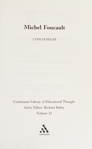 Cover of Michel Foucault by Lynn Fendler