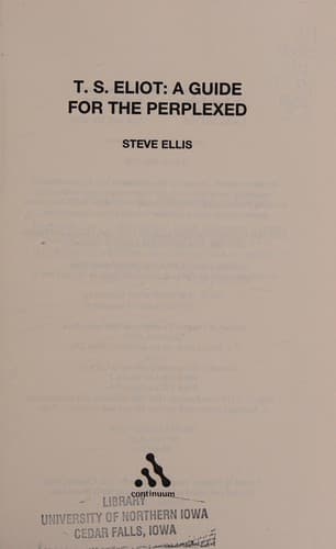 Cover of T. S. Eliot by Steve Ellis