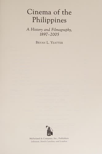 Cover of Cinema of the Philippines by Bryan L. Yeatter