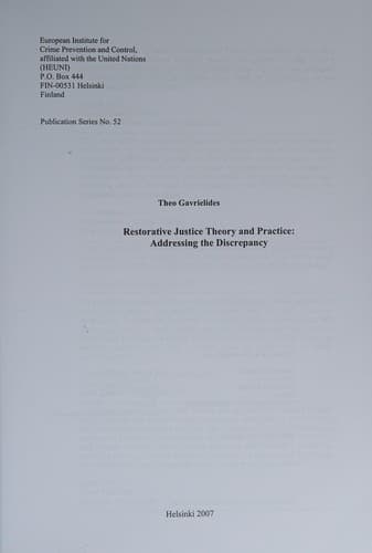 Cover of Restorative justice theory and practice by Theo Gavrielides