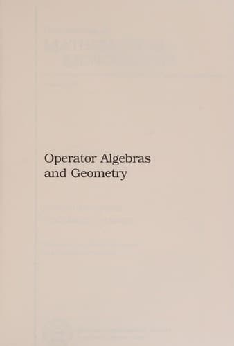 Cover of Operator algebras and geometry by Hitoshi Moriyoshi