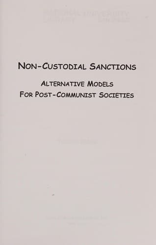 Cover of Non-custodial sanctions by Tiberiu Dianu