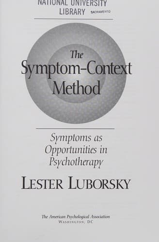 Cover of The Symptom-Context Method by Lester Luborsky