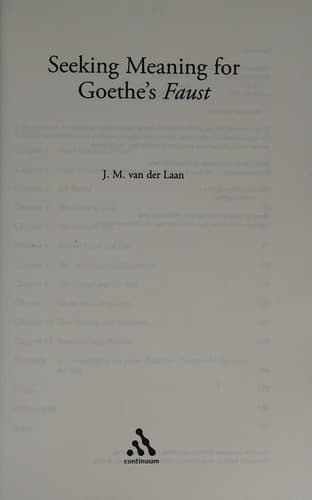 Cover of Seeking meaning in Goethe's Faust by James M. Van der Laan