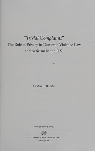 Cover of Trivial complaints by Kirsten S. Rambo