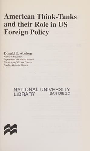 Cover of American think-tanks and their role in US foreign policy by Donald E. Abelson