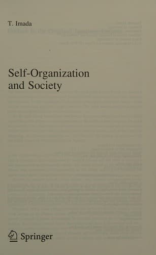Cover of Self-organization and society by Takatoshi Imada