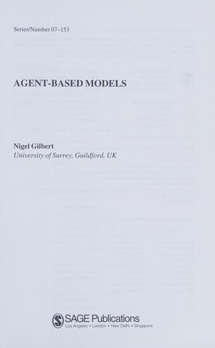 Cover of Agent-based models by G. Nigel Gilbert