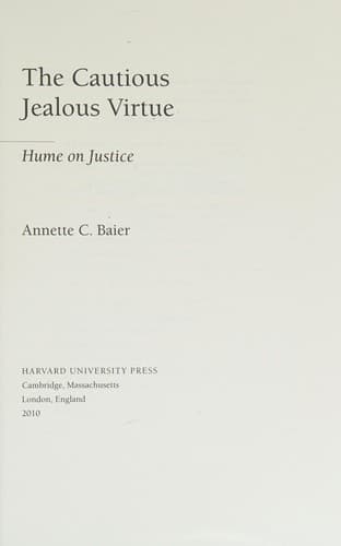 Cover of The cautious jealous virtue by Annette Baier
