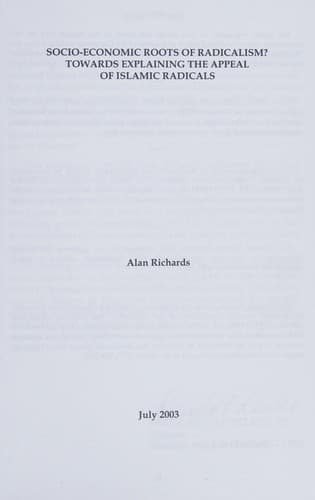 Cover of Socio-economic roots of radicalism? by Alan Richards