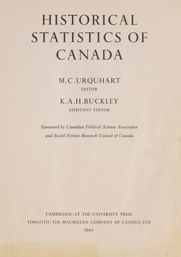 Cover of Historical statistics of Canada by M. C. Urquhart