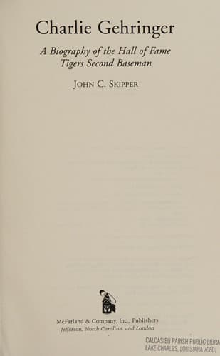 Cover of Charlie Gehringer by John C. Skipper
