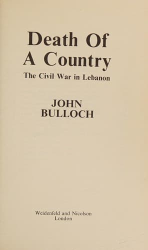 Cover of Death of a country by John Bulloch
