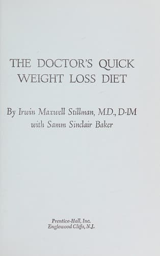 Cover of The doctor's quick weight loss diet by Irwin Maxwell Stillman