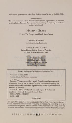 Cover of Hannah Grace by Sharlene MacLaren