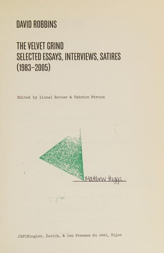 Cover of The velvet grind by Robbins, David