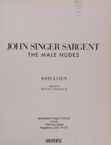Cover of The male nudes by John Singer Sargent