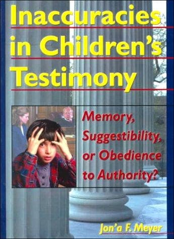 Cover of Inaccuracies in children's testimony by Jon'a Meyer