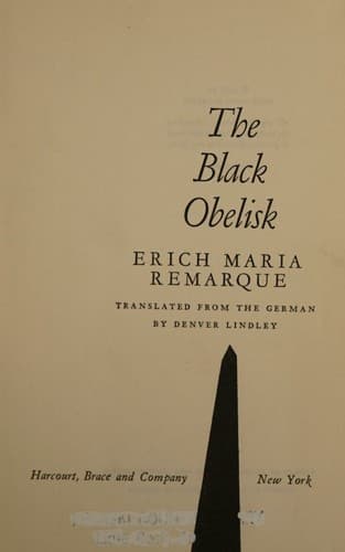 Cover of The Black Obelisk by Erich Maria Remarque