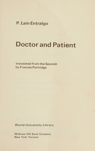 Cover of Doctor and patient by Pedro Laín Entralgo