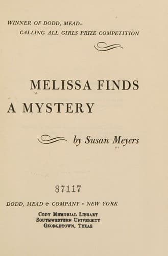 Cover of Melissa finds a mystery by Susan Meyers