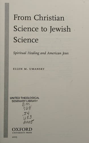 Cover of From Christian Science to Jewish Science by Ellen M Umansky