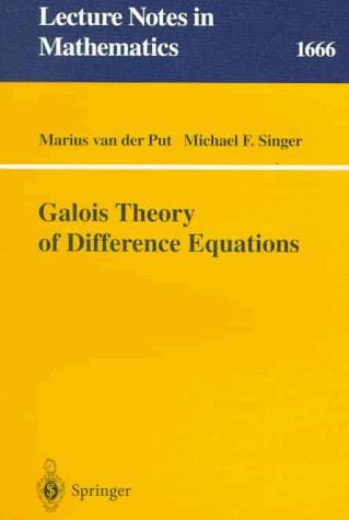 Cover of Galois theory of difference equations by Marius van der Put