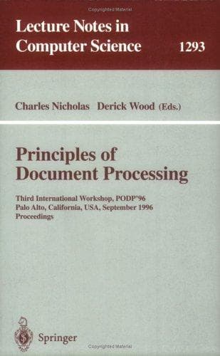 Cover of Principles of document processing by PODP '96 (1996