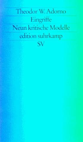 Cover of Eingriffe by Theodor W. Adorno