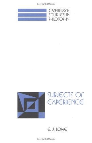 Cover of Subjects of experience by Lowe, E. J