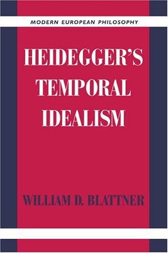 Cover of Heidegger's temporal idealism by William D. Blattner
