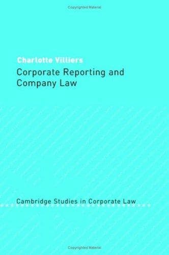 Cover of Corporate Reporting and Company Law (Cambridge Studies in Corporate Law) by Charlotte Villiers