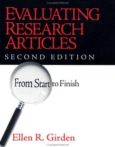 Cover of Evaluating research articles from start to finish by Ellen R. Girden