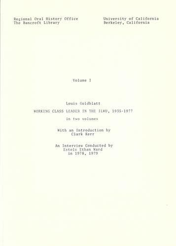 Cover of Working class leader in the ILWU, 1935-1977 by Louis Goldblatt