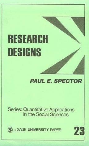 Cover of Research designs by Paul E. Spector