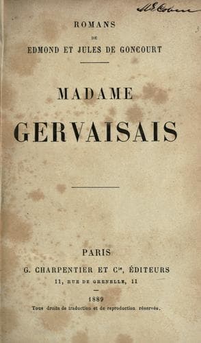 Cover of Madame Gervaisais by Edmond de Goncourt