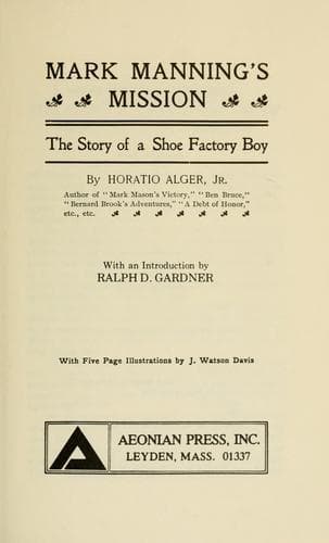 Cover of Mark Manning's mission by Horatio Alger, Jr